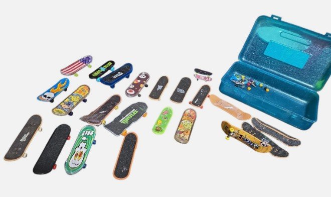 Lot of 23 Tech Deck Fingerboards, Tools, Trucks, & Tires