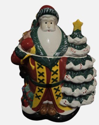 2002 The Cellar Santa Claus Cookie Jar Christmas Tree Ceramic