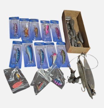 Mixed Fishing Lure & Tackle Lot Crankbaits Spinners Weights Vintage