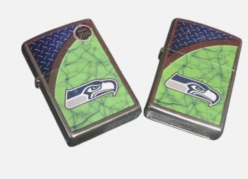 2 QTY Zippo Street Chrome Lighter With Seattle Seahawks
