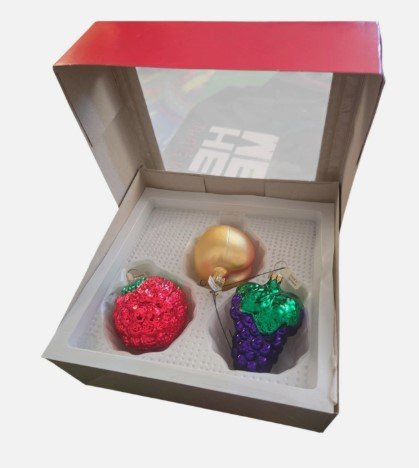 Vintage German Glass Vegetable Ornaments Set of 3 In Box