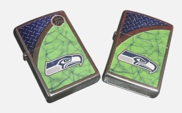 2 QTY Zippo Street Chrome Lighter With Seattle Seahawks Logo