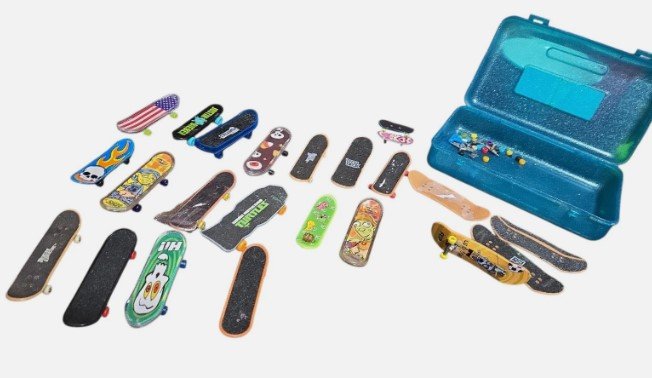Lot of 23 Tech Deck Fingerboards, Tools, Trucks, & Tires