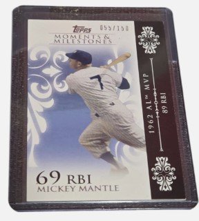 2008 Topps Moments & Milestones Mickey Mantle 1962 AL MVP 055/150 Yankees