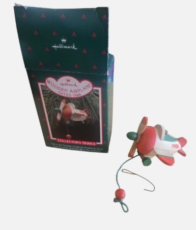 Share 1988 HALLMARK WOODEN AIRPLANE ORNAMENT #5